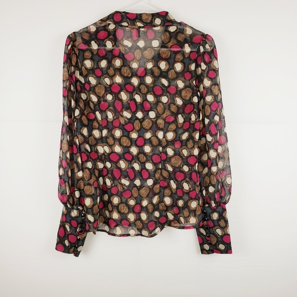 Poema Sheer Ruffle Top Blouse Size Large - Picture 2 of 7